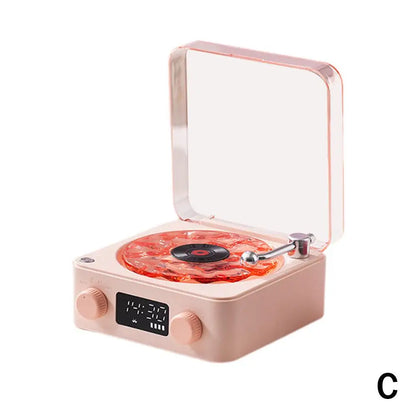 Vinyl Player Bluetooth Speaker with White Noise Retro Turntable Speaker Sleep Aid Vitrola Shaped Speaker with RGB Light
