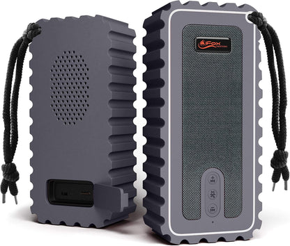 Waterproof Bluetooth Speaker with FM Radio– IP67 Rated Fully Submersible – Dust, Shock and Scratch Proof – 6W Power with 8 Hours Playtime – Outdoors Lifestyle (Grey)