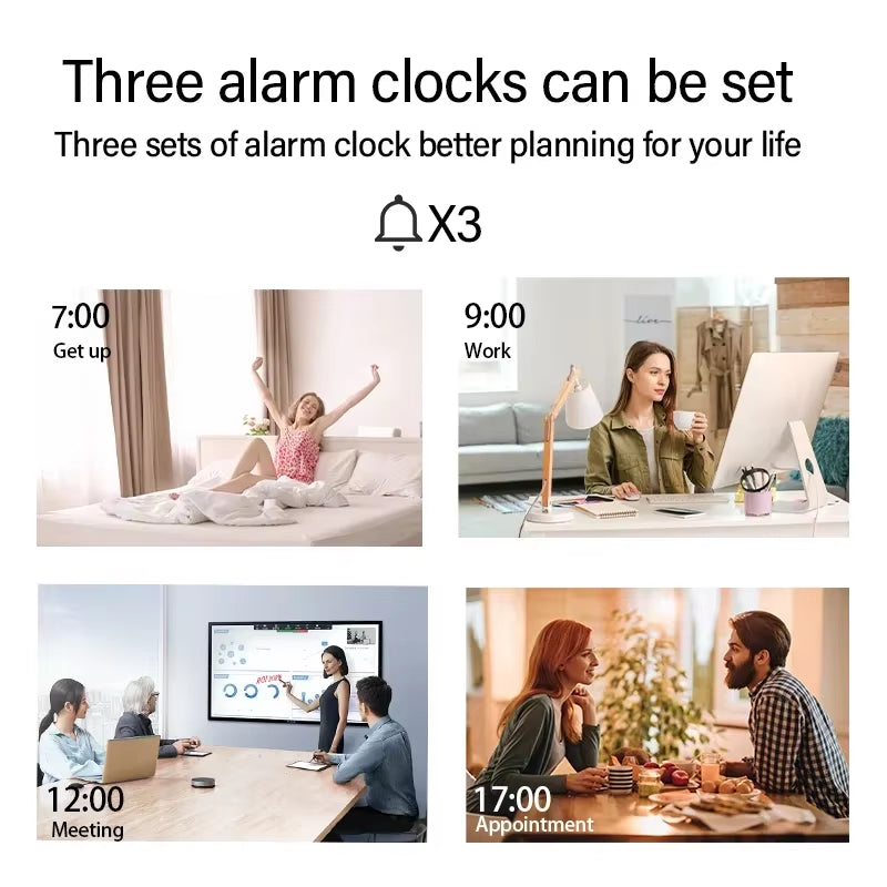 Time Alarm Clock Desk Bedroom LED Night Light Thermometer Earphone Phone Wireless Chargers Fast Charging Dock Station for Iphone