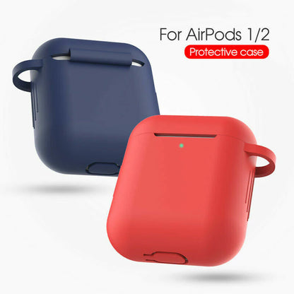 For Apple Airpods Case 1 2 Silicone Protector Shockproof Full Cover + Keychain