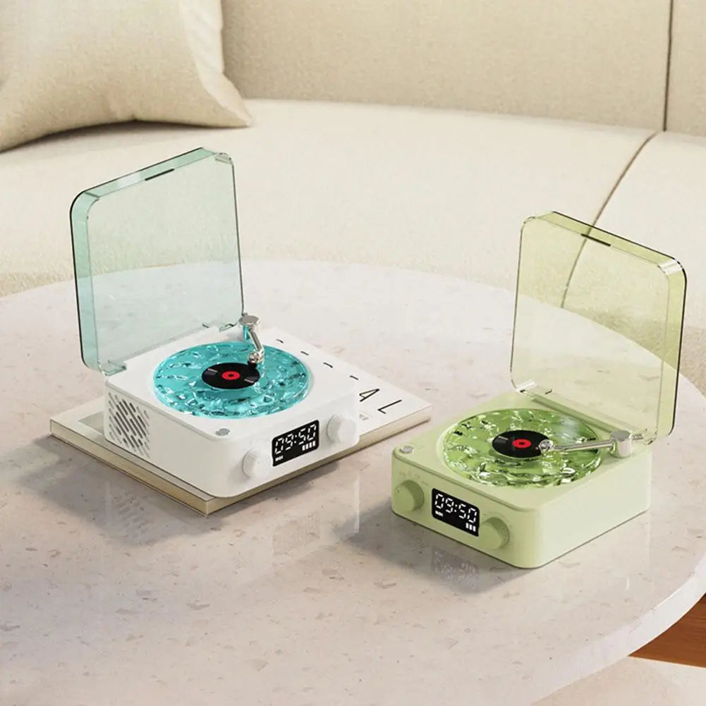 Vinyl Player Bluetooth Speaker with White Noise Retro Turntable Speaker Sleep Aid Vitrola Shaped Speaker with RGB Light