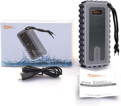 Waterproof Bluetooth Speaker with FM Radio– IP67 Rated Fully Submersible – Dust, Shock and Scratch Proof – 6W Power with 8 Hours Playtime – Outdoors Lifestyle (Grey)