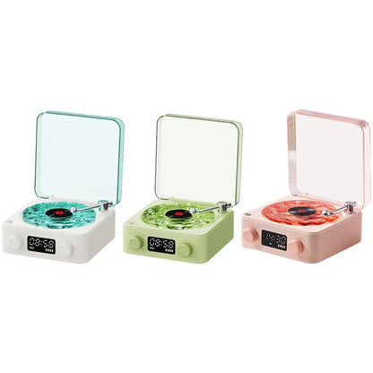 Vinyl Player Bluetooth Speaker with White Noise Retro Turntable Speaker Sleep Aid Vitrola Shaped Speaker with RGB Light