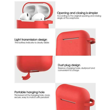 For Apple Airpods Case 1 2 Silicone Protector Shockproof Full Cover + Keychain