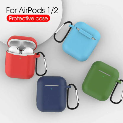 For Apple Airpods Case 1 2 Silicone Protector Shockproof Full Cover + Keychain