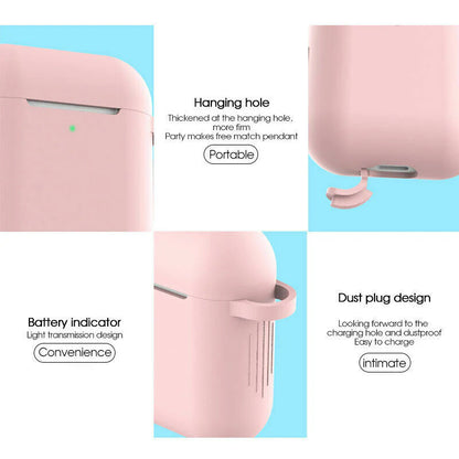 For Apple Airpods Case 1 2 Silicone Protector Shockproof Full Cover + Keychain